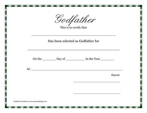 Printable Godfather Certificate